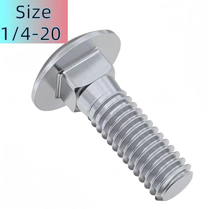 SANTIE 1/4"-20 X 1-3/4" Stainless Carriage Bolt, 25pc - size: 1/4"-20 X 1-3/4"(25pc)
