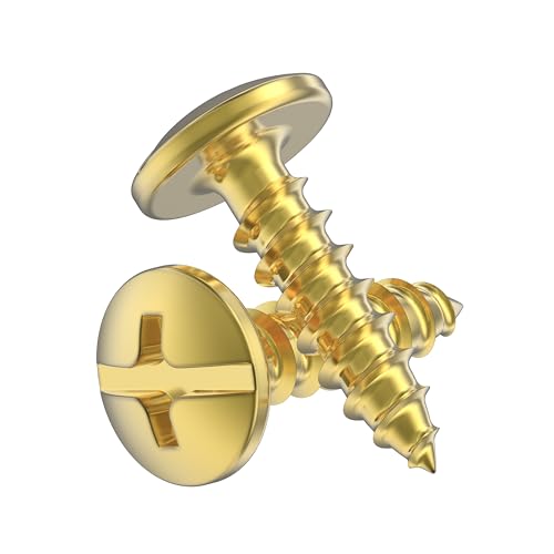 #8 x 5/8" Brass Phillips-Slotted Truss Head Wood Screws - Pack of 25 - Heat-Treated Steel - TH858-SB - color: Brass