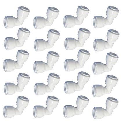 1/4" RO Tubing 90-Degree Elbow Connector, Push-to-Connect Fittings for RO/DI Water Filter Systems & Aquariums (20 Pack) - style: 1/4" elbow connect(20)