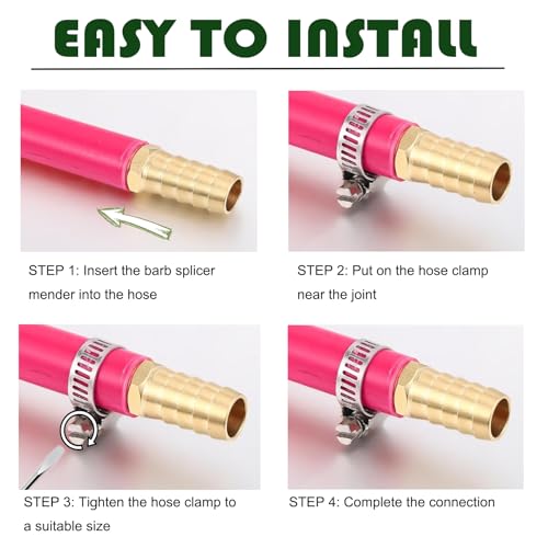 Hose Barb Reducer 5/16" to 1/2" Reducing Barb Fitting Hex Union Brass Adapter - size: 5/16" × 1/2"