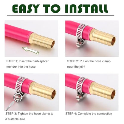 Hose Barb Reducer 5/16" to 1/2" Reducing Barb Fitting Hex Union Brass Adapter - size: 5/16" × 1/2"