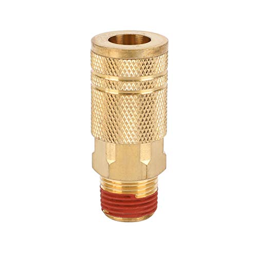 Industrial Air Coupler, 1/4 Inch Body Size, 3/8 Inch NPT Male Threads Size, Brass Air Compressor Hose Fitting