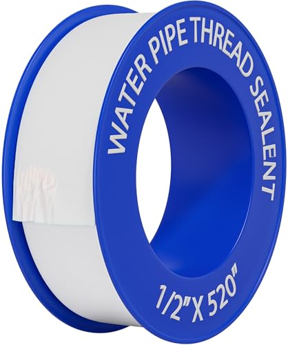 D-NYX Plumbers PTFE Pipe Sealant Tape 1, 4 or 5 Rolls 1/2 Inch(W) X 520 Inches(L) Teflon Plumbers Tape, Flex Seal Tape Waterproof, Plumbing Thread Tap, Water Pipe Sealing (1 Pack) - size: 1 Pack