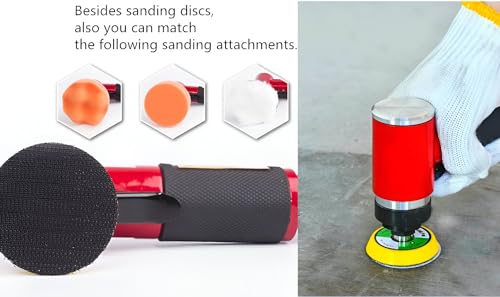 2 3-inch Mini Orbital Sander da sander Air Dual Action Sander Air Polisher Super Smooth and Swirl Freely for Auto Body Work (RED) - color: Red