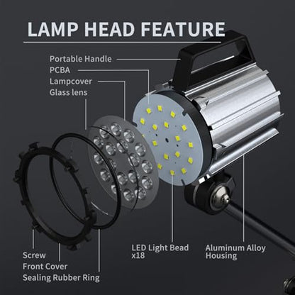 New Led Wood Lathe Light, 20W Machine Lamp, 2000 Lumens Flexible Work Light for Wood Lathe, Drill Press, 110-220v - size: 20w robot arm light
