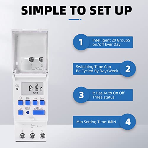 THC15A Digital LCD Electronic Relay Timer Din Rail 2 Wire Weekly 7 Days Programmable Digital Timer Switch Relay Timer Control 110VAC (110v) - color: 110v