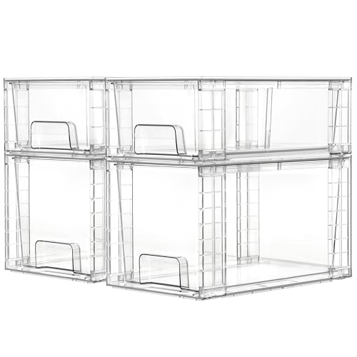 Vtopmart Clear Stackable Storage Drawers, 4 Pack Kitchen Cabinet Set - style: 2 Medium+2 Small