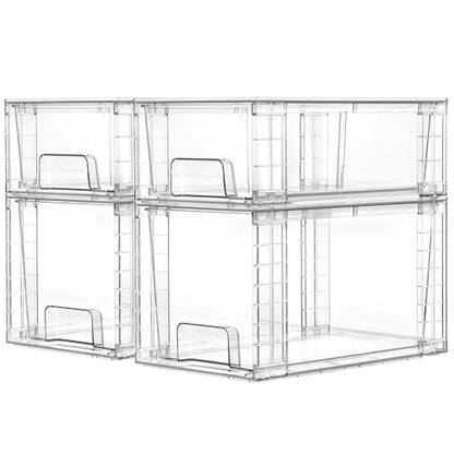 Vtopmart Clear Stackable Storage Drawers, 4 Pack Kitchen Cabinet Set - style: 2 Medium+2 Small