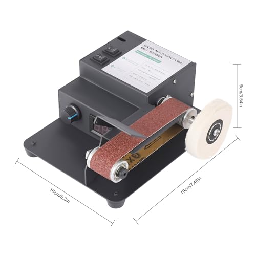 Mini Belt Sander, 350W Adjustable Electric Belt Sander with 10PCS Belts, Multi-Functional Dual Motor Bench Polishing Grinding Belt Machine for Woodworking, Metal Processing, Jewelry DIY