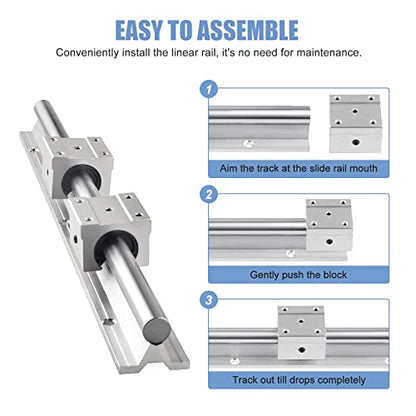 Linear Rail 2PCS SBR12 600mm Fully Supported Linear Rail Shaft Guide 12mm with 4PCS SBR12UU Slide Bearing Block, Linear Rails and Bearings Kit for CNC Machine - size: 600mm, style: SBR12 Linear Rail