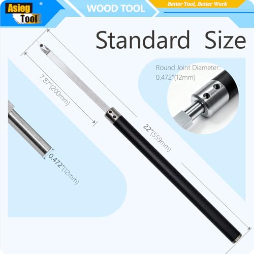 Carbide Tipped Lathe Chisel Wood Turning Tool Set Radius Detailer Tools Bar Blades Gouge Skew Spear 35°R with Ci4 Diamond Radius Carbide Insert Cutter for Wood Hobbyist or DIY or Carpenter