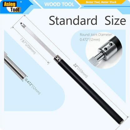 Carbide Tipped Lathe Chisel Wood Turning Tool Set Radius Detailer Tools Bar Blades Gouge Skew Spear 35°R with Ci4 Diamond Radius Carbide Insert Cutter for Wood Hobbyist or DIY or Carpenter