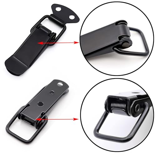 Lesnala 12 Set of Black Toggle Latch Stainless Steel Spring Toggle Lock Clasp Buckle Latch for Wooden Case Toolboxes Cabinet Chest, Latch Catches Hasps Clamps 75mm Overall Length with Mounting Screws