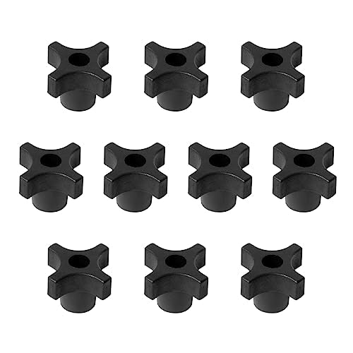POWERTEC 10 Pack 5/16"-18 4 Point Knobs, Threaded Clamping Knobs for T Track & Table Saw Accessories, Featherboard, Woodworking Jigs on Miter Saw, Router Table, Drill Press (QNB3003-P2) - style: 5/16", 4-Point