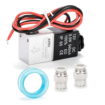 1/4" NPT Solenoid Valve 2V025-08, 2-Way Normally Closed, DC 12V, Lead - size: NPT1/4″/DC12/Out of line, style: 2-Way Solenoid Valve