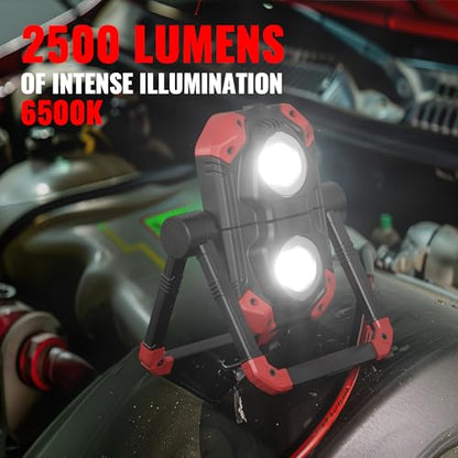 Adelante Rechargeable Work Lights, 2500LM, Magnetic Base, 360° Stand