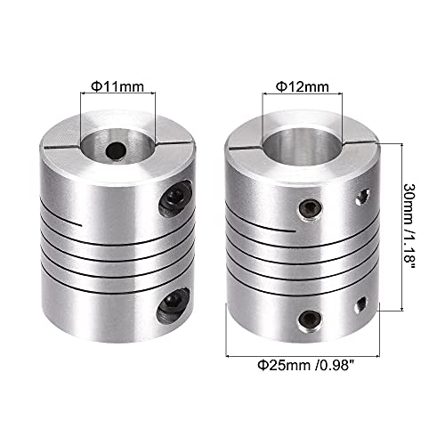 uxcell Motor Shaft 11mm to 12mm Helical Beam Coupler Coupling 25mm Dia 30mm Length - size: 11mm to 12mm
