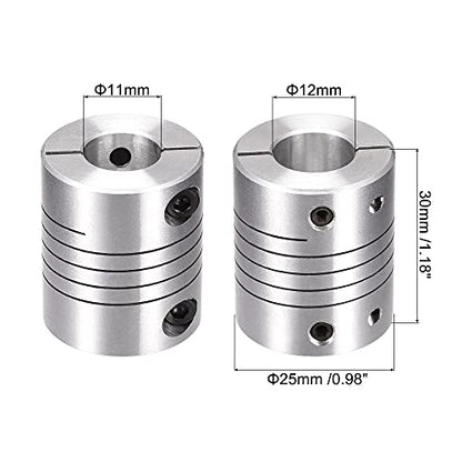 uxcell Motor Shaft 11mm to 12mm Helical Beam Coupler Coupling 25mm Dia 30mm Length - size: 11mm to 12mm