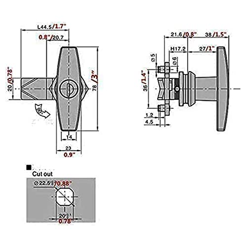 Thumb Operated Cam Lock Satin Twist Latch T-Handle Swing Knob for Electrical Panel Door Latches Machine Offset Cabinet Drawer 2-Pack