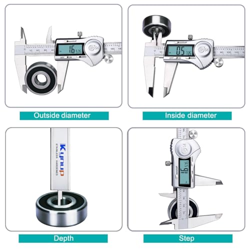 Kynup 8 Inch Digital Caliper Measuring Tool, Stainless Steel Micrometer - color: Silver, size: 200mm