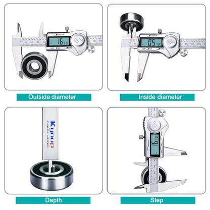 Kynup 8 Inch Digital Caliper Measuring Tool, Stainless Steel Micrometer - color: Silver, size: 200mm