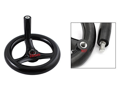 3 Spoked 6.3 inch Hand Wheel with Revolving Handle for Milling Machine Industrial Lathe,16mm Hole Diameter - size: 160mm Dia.
