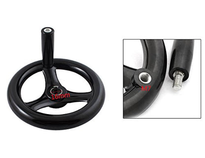3 Spoked 6.3 inch Hand Wheel with Revolving Handle for Milling Machine Industrial Lathe,16mm Hole Diameter - size: 160mm Dia.