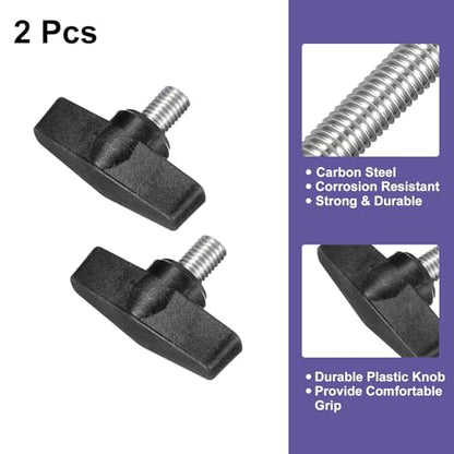 uxcell 2Pcs Clamping Screw Knob, M10 x 16mm Metric Carbon Steel t Shaped Thumb Screws Handle for Quick Remove Hand Tightening Knob Replacement - size: M10 x 16mm