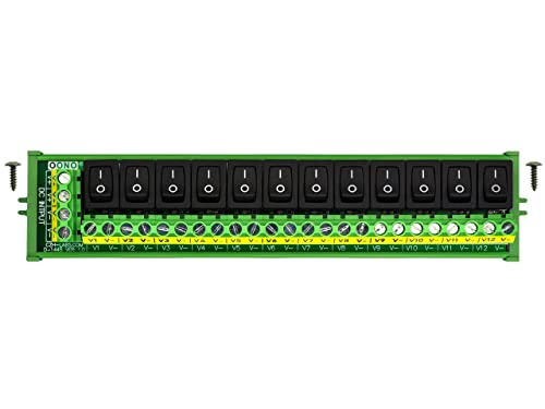 Screw Mount 12 Channel Rocker Switch DC Power Distribution Strip Module - style: Rocker Switch, Screw Mount