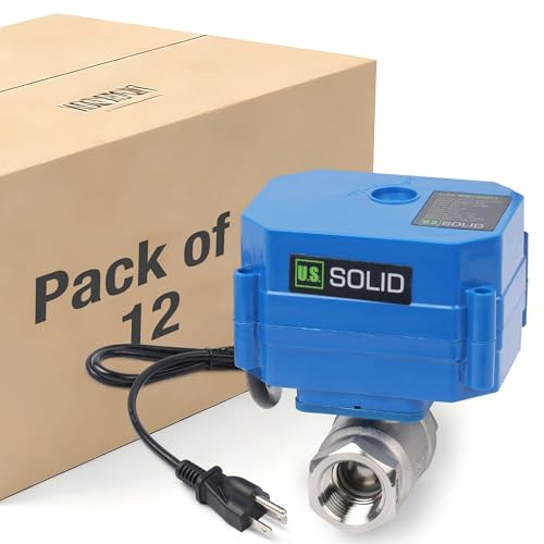 U.S. Solid 1/2" Motorized Ball Valve with US Plug 110VAC NSF Certified 304SS Electrical Ball Valve,Auto Return, Normally Closed (Pack of 12) - size: 1/2"(12pack), style: Stainless Steel(IP 65)