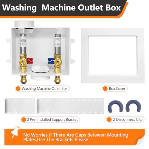 HeSun Washing Machine Outlet Box, 1/2"Push-Fit x 3/4"MHT Outlet(WM010-1) - size: Washing Machine Box W/ SS Arrestor, style: Push-Fit