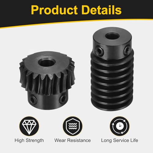 uxcell Worm Gear Set 1 Mod 20T 1:20 Reduction Rate,Gear 6mm,Rod 5mm Bore - size: Gear 6mm, Rod 5mm Bore