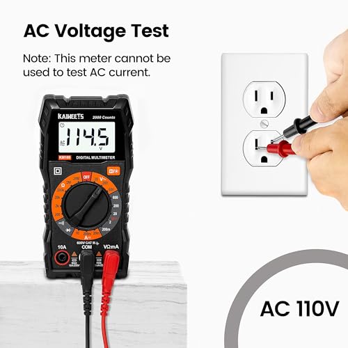 KAIWEETS Digital Multimeter Voltmeter with Case for Car Batterry Test DIY - size: KM100