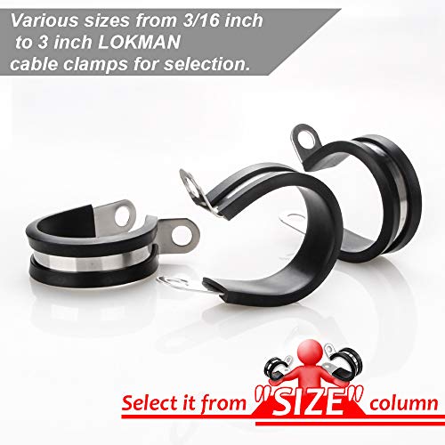 LOKMAN 20 Pack 3/4 Inch Stainless Steel Cable Clamp, Rubber Cushioned Insulated Clamp, Conduit Wire Holder Strap Clips for Tube, Pipe or Wire Cord Installation - size: 3/4 Inch