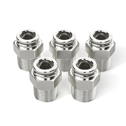 TAILONZ 304 Stainless Steel 1/4" x 1/8" NPT Push to Connect Straight 2Pcs - size: 1/4''OD 1/8''NPT