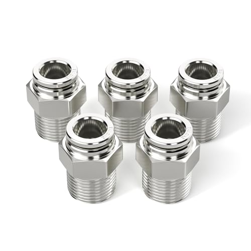 TAILONZ 304 Stainless Steel 5/32" x 1/4" NPT Push to Connect Straight 2Pcs - size: 5/32''OD 1/4''NPT