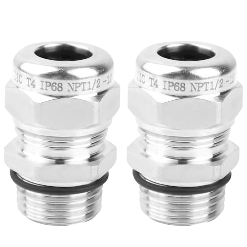 NPT 1/2" Stainless Steel Waterproof Cable Gland IP68, Adjustable 6-12mm - style: NPT 1/2"