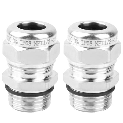 NPT 1/2" Stainless Steel Waterproof Cable Gland IP68, Adjustable 6-12mm - style: NPT 1/2"