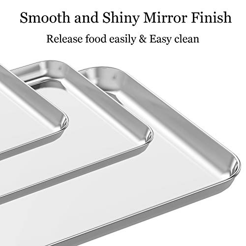 Wildone Baking Sheet Set of 3, Stainless Steel Cookie Sheet Cooking Sheet Pan for Baking & Roasting, 9/12/16 Inch, Non Toxic & Heavy Duty & Easy Clean (Pack of 2) - size: 9/12/16 inch (Pack of 2)