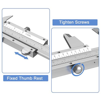 HDLNKAK Vernier Caliper 6 Inch/150mm, Fractional Calipers 1/128 Inch - color: Silver-White