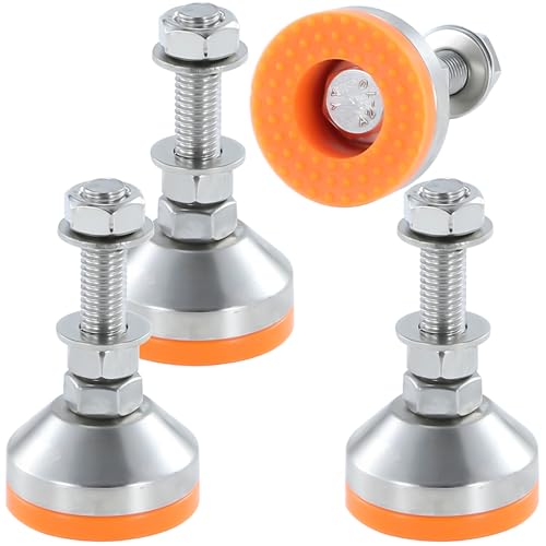 Heavy Duty 2000 lb Capacity Stainless Steel Adjustable Leveling Feet for Shelving,Machinery Devices, Workbench,Furniture,M12 Thread, 1.94inches Dia Base, Anti-Slip Nylon Pad - color: Orange, size: B1.94in x M12 x H1.97in