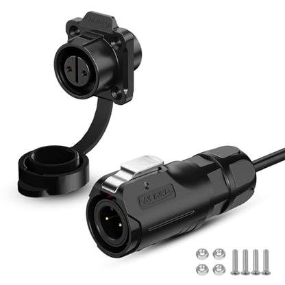 CNLINKO LP12 2-Pin Circular Connector with 1 Meter Cable Assemblies, IP68 Waterproof Industrial Electrical Connector for Outdoor Equipment Automotive Machinery M12 Cylindrical Connectors (2 Pin) - size: 2-Pin, style: Plug with 1M Cable