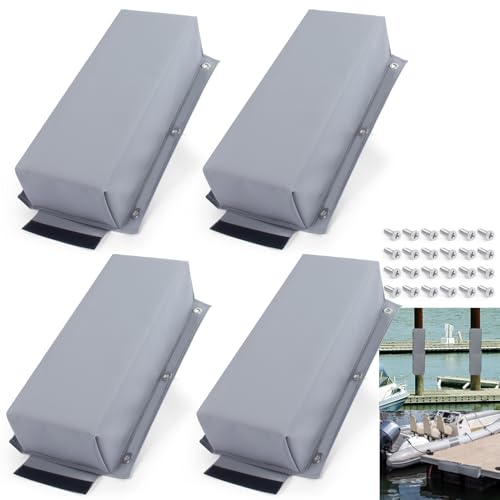 Dock Bumper,Dock Bumper Guard with Screws,Boat Dock Bumper for Boat Dock Vertical Pole Post or Corner Dock,PVC Piling Bumper-Post Bumper for Horizontal Deck or Pier Fenders - style: Grey 4Pack Total 64IN