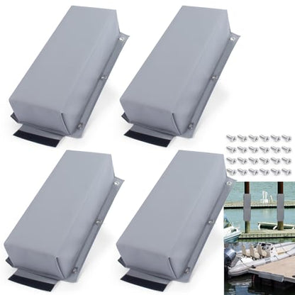 Dock Bumper,Dock Bumper Guard with Screws,Boat Dock Bumper for Boat Dock Vertical Pole Post or Corner Dock,PVC Piling Bumper-Post Bumper for Horizontal Deck or Pier Fenders - style: Grey 4Pack Total 64IN