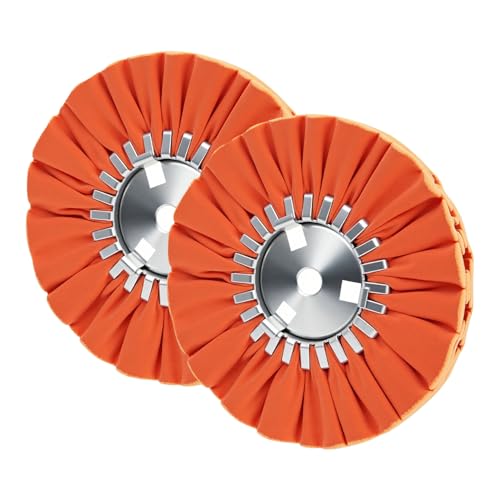 8" Airway Buffing Wheel, Orange, 5/8" Arbor Hole, 16-Ply Medium Polish Wheel for Aluminum & Metal Polishing-2 pcs - color: Medium 2pcs, size: 16plys