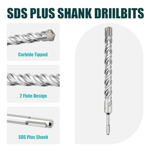 2 Pcs 1-3/16"x14.2"(30x360mm) SDS Plus Rotary Hammer Bit for Concrete - style: 1-3/16 in x 14.2 in (30 x 360mm)