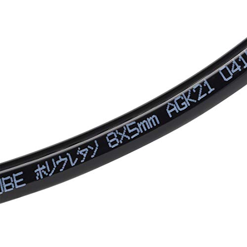 uxcell Pneumatic Air Tubing, 8mm(0.31") OD x 5mm(0.2") ID 2m(6.56ft) PU Polyurethane Air Compressor Tubing Hose Pipe Black
