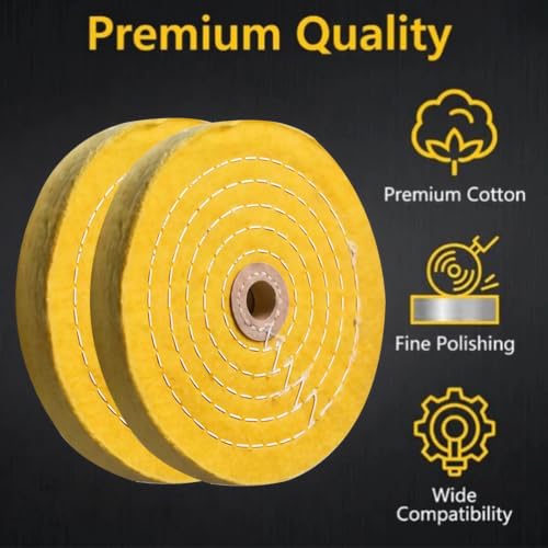2 Pcs 6" Extra Thick Cotton Buffing Wheel, 5/8" Arbor Hole - style: 6 In Buffing Wheel(2 Pcs Yellow)