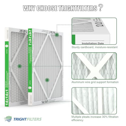TRIGHTFILTERS 14x14x1 Air Filter 6 Pack, MERV 8 Filter Replacement - size: 14x14x1-6pack