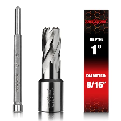ANGELSWORD M2 HSS Annular Cutter,Diameter 9/16" x Depth 1",Mag Drill Bit - size: C. 9/16" Diameter, style: HSS 1" Cut Depth